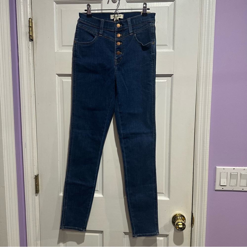 NWT Madewell Roadtripper Button Fly Skinny Jeans Magic Pockets Tall W26T